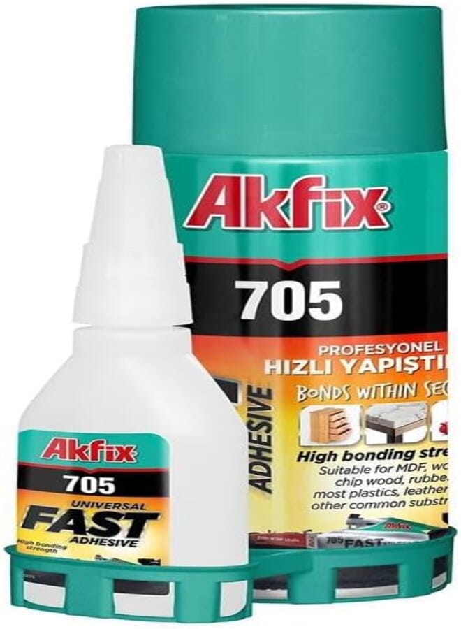 AKFIX Fast Adhesive CA Glue 200 ml [Clear Super Glue Adhesive and Accelerator Spray]
